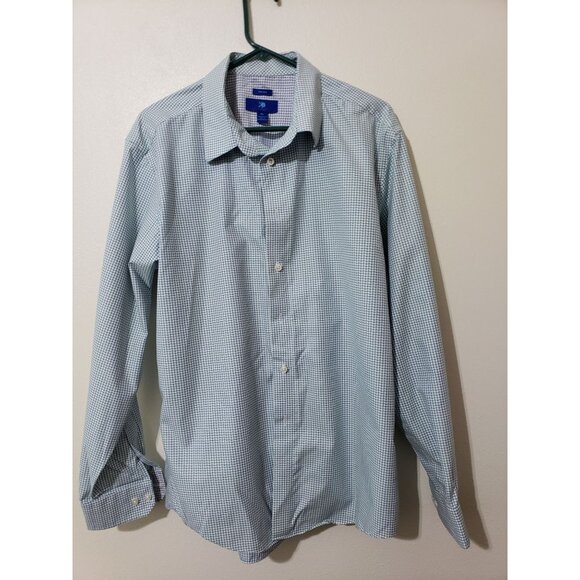 Egara blue, green and white plaid, casual button down long sleeve shirt, size XL - Picture 1 of 8